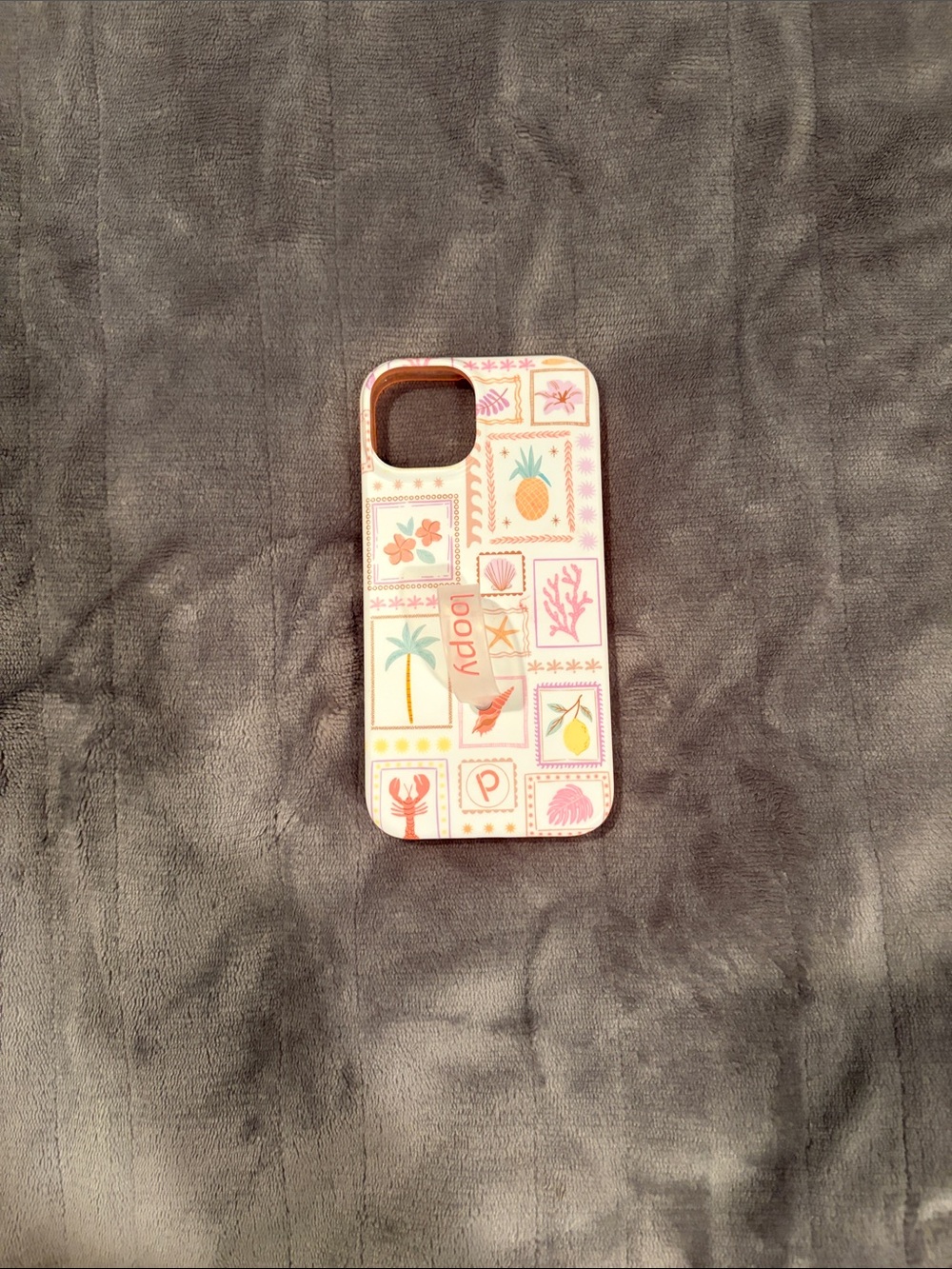 Loopy Case Pink Tropical Stamp Phone Case with Multicolor Icons